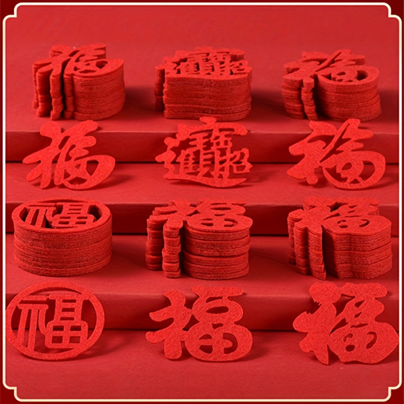 20pcs Fu Character Red Spring Clings Year Of The Dragon Removable Wall Art Decor