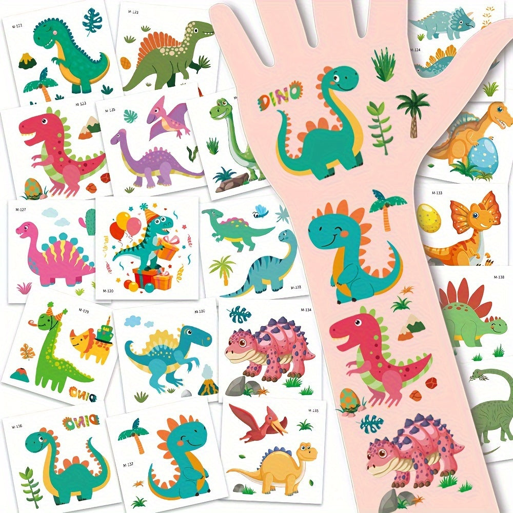 20pcs Dinosaur Temporary Tattoos for Birthday Parties & Halloween Decor