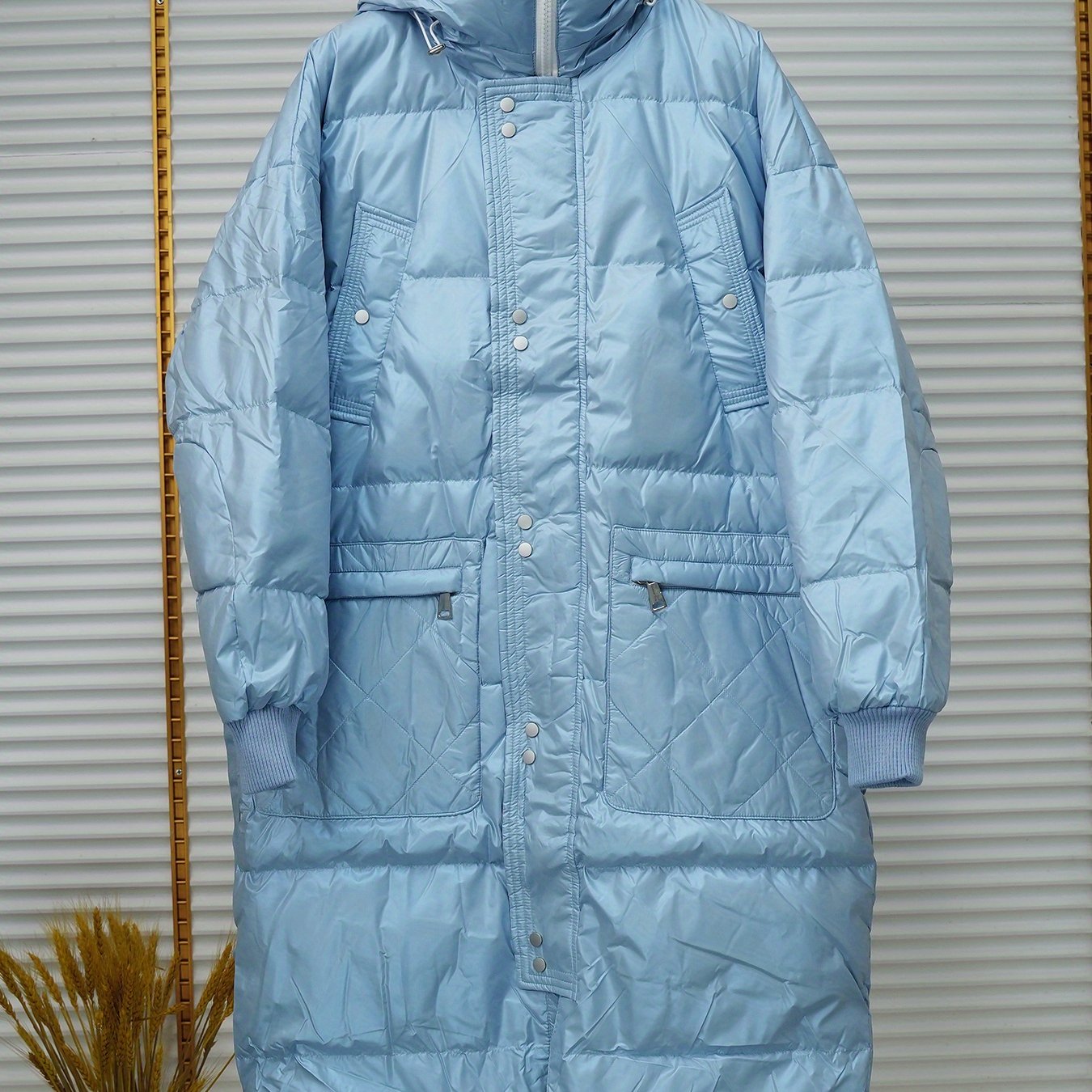 Reflective Puffer Coat Over The Knee Winter Jacket