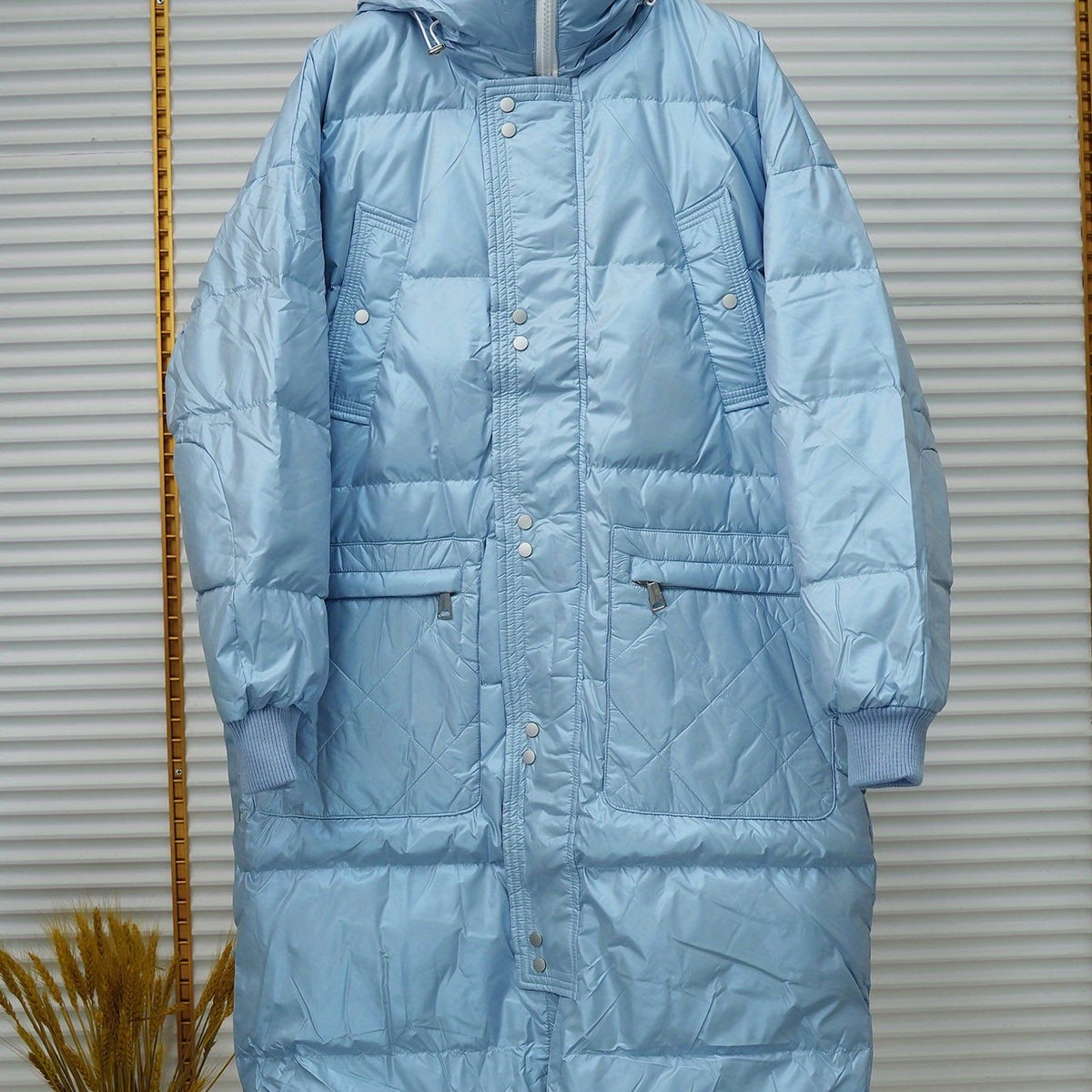Reflective Puffer Coat Over The Knee Winter Jacket