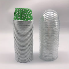 50pcs Cake Cups With Lids Heat Resistant Cake Paper Holders Small Muffin Molds