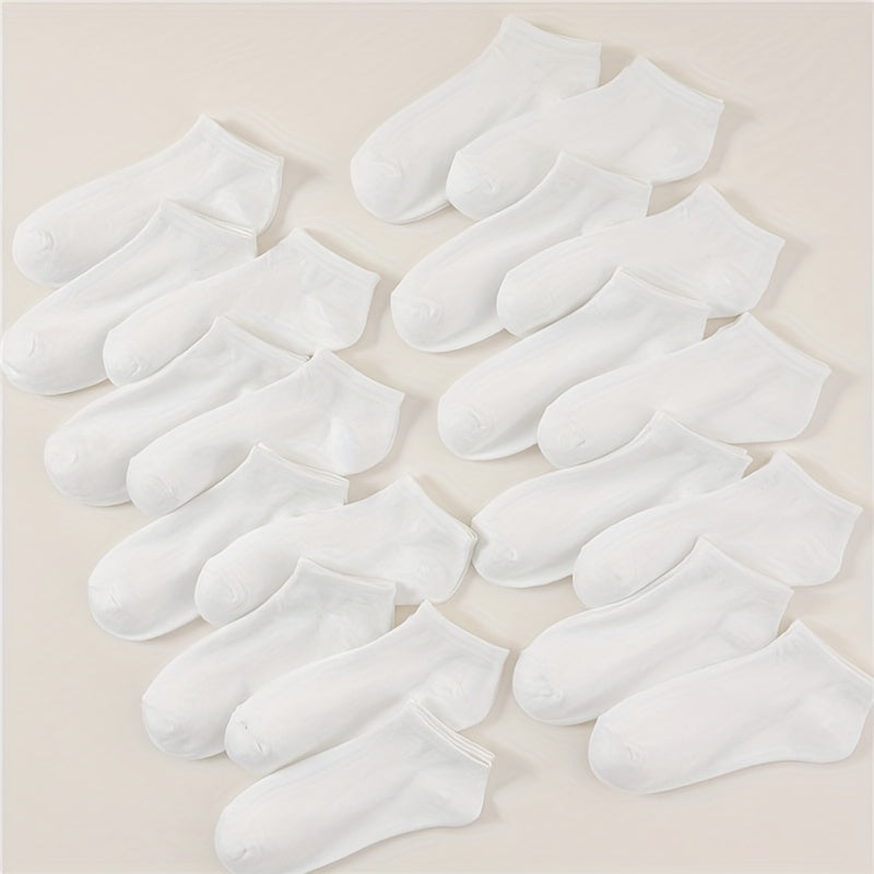 20 Pairs Solid Comfy Ankle Socks Women's Stockings