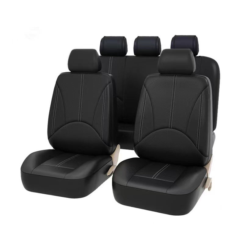 Perforated Leather 4pc Suit Car Seat Cover Set Business Style PVC