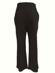  Solid Wide Leg Trousers With Pockets