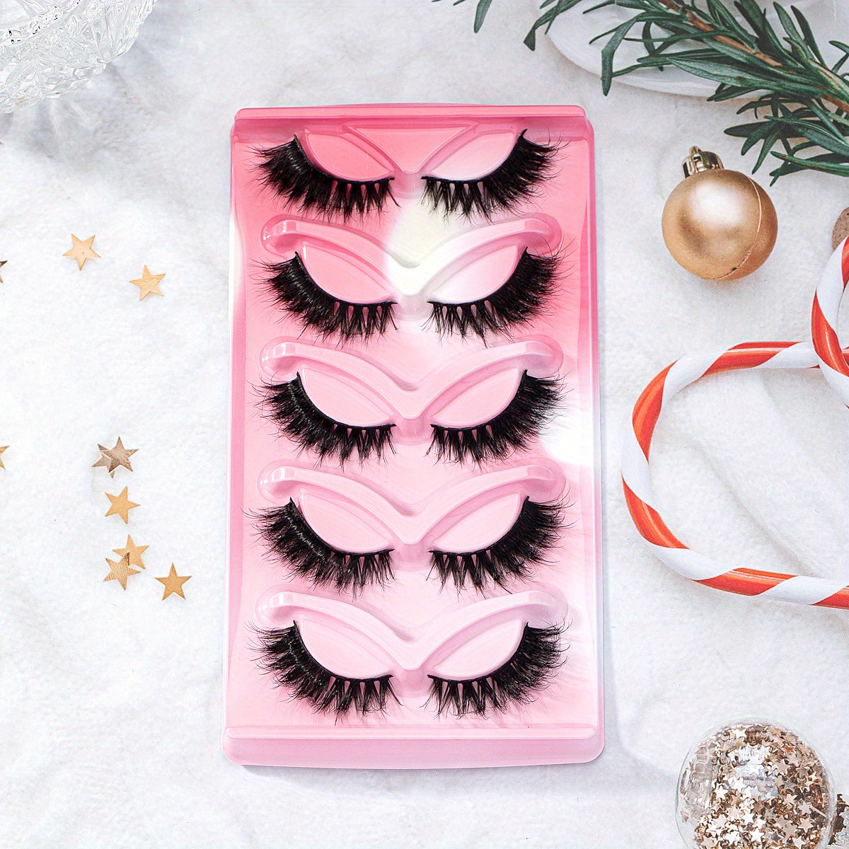 Fluffy Cat Eye Lashes 5 Pairs Wispy Faux Mink Eyelashes