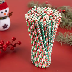 80pcs Christmas Paper Straws Decorative Straws Christmas Party Supplies
