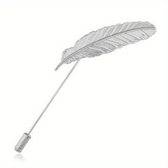 Men's Feather Insert Needle College Style Business Suit Brooch