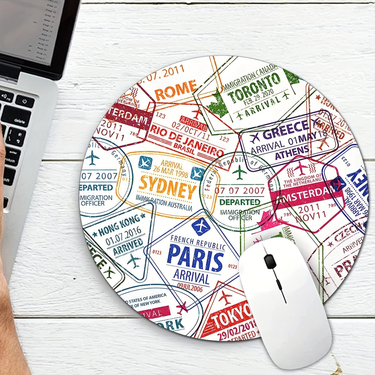 Colorful Aircraft Flight Destination Name Mouse Pad