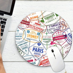 Colorful Aircraft Flight Destination Name Mouse Pad