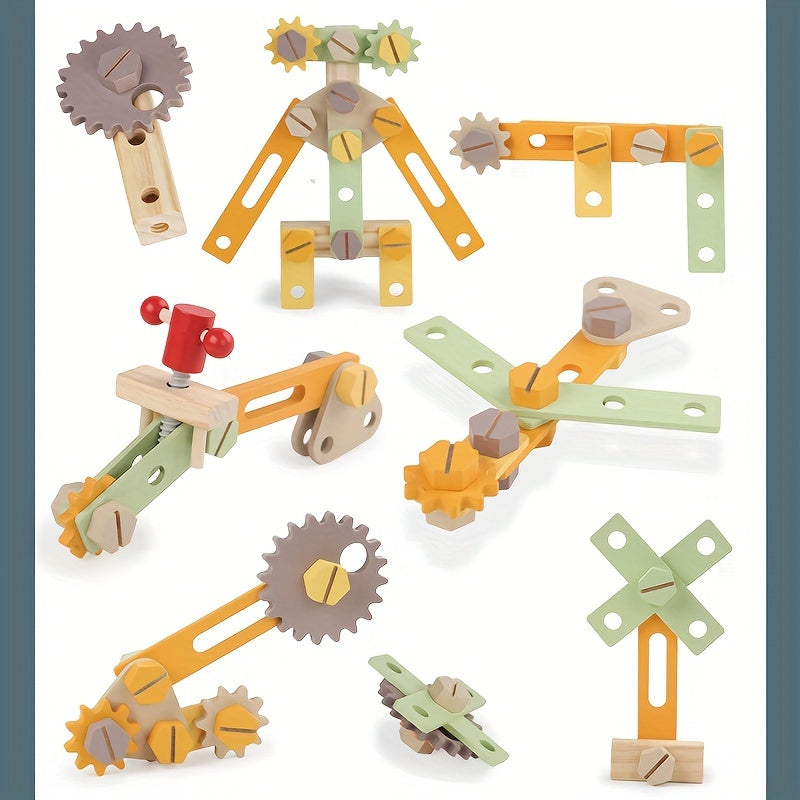 Wooden Kids Tool Set Portable Tool Bench Fun Pretend Play Set