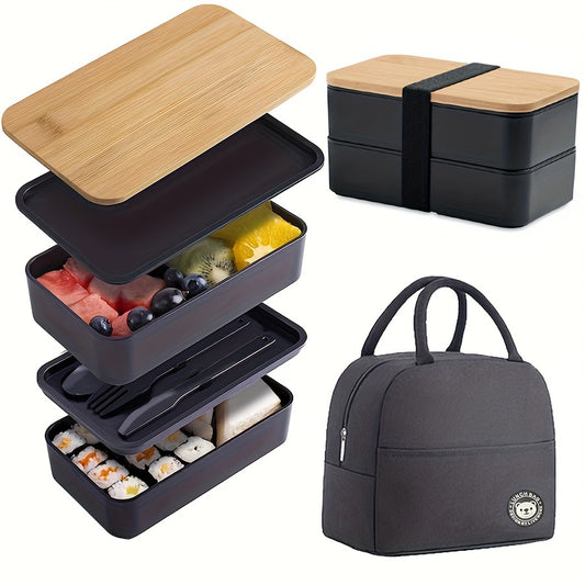 Bento Box Set with Insulated Bag Lunch Container Snack Box Cutlery Spoon Fork