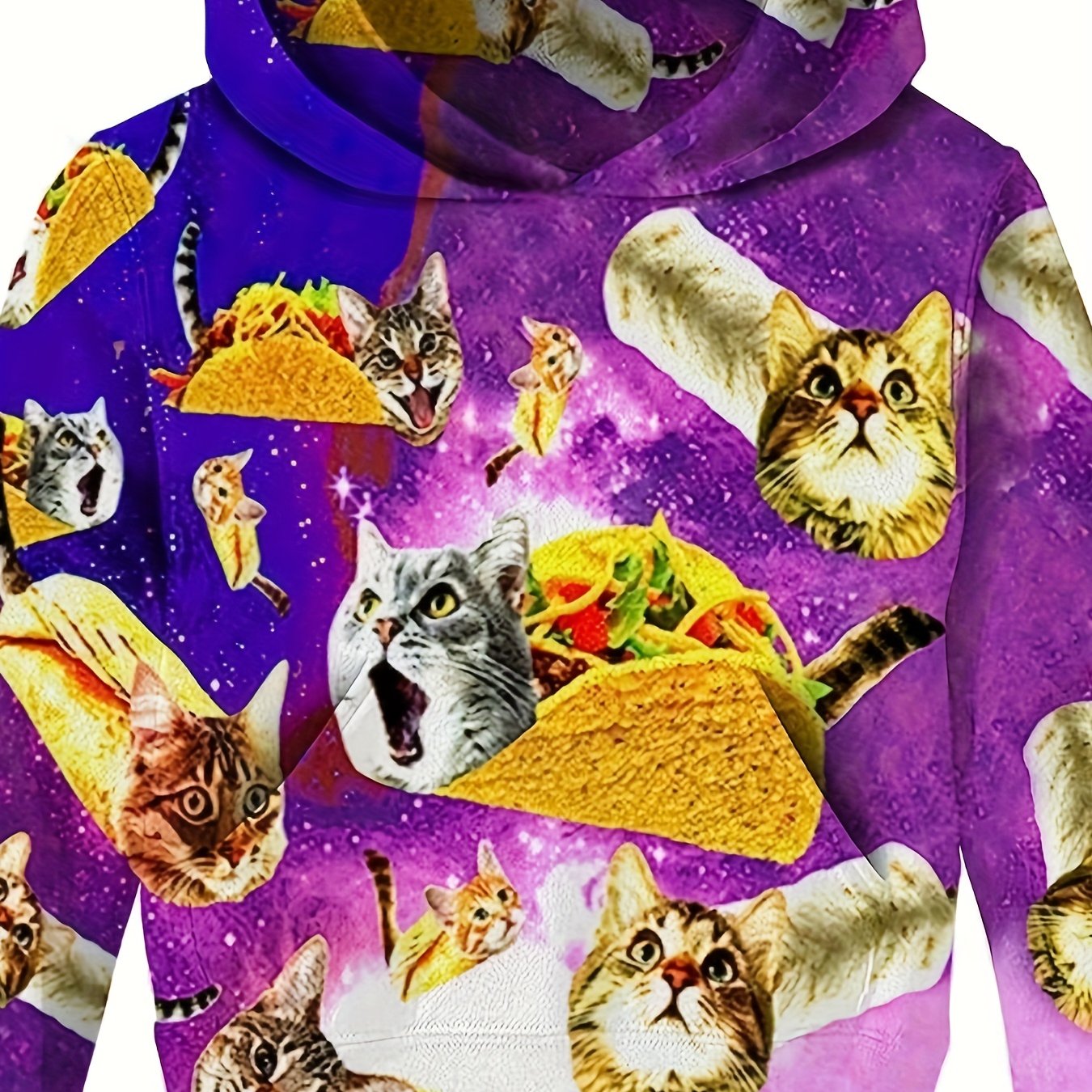 Funny Cat Food 3D Print Boys Casual Pullover Long Sleeve Hoodies