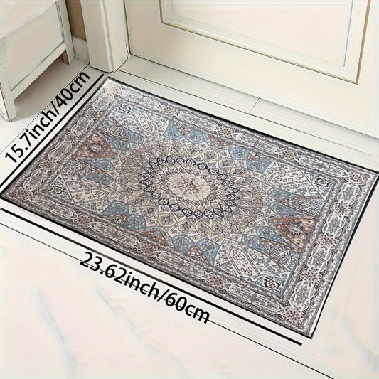 Vintage Boho Area Rug Soft Thickened Crystal Velvet Floor Mat Non Slip Washable
