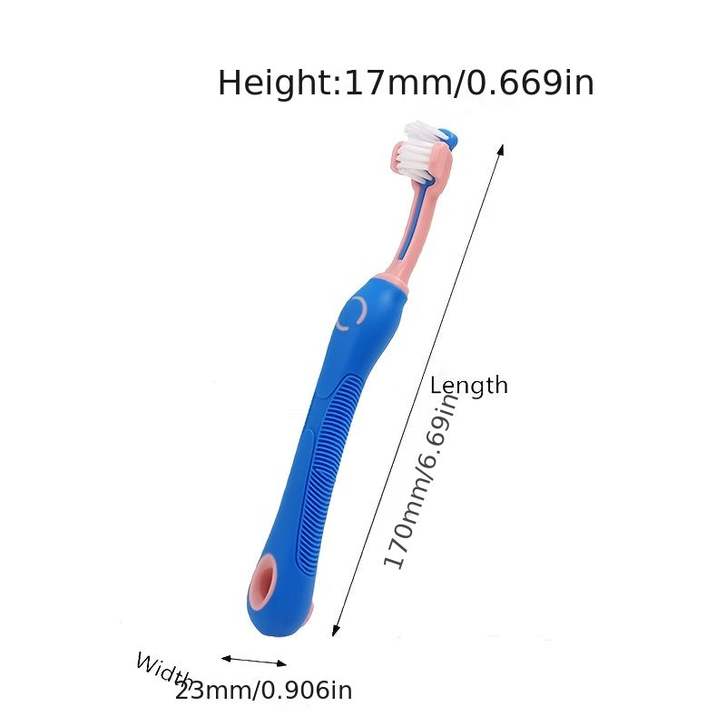 Pet Toothbrush for Teeth Cleaning, Bad Breath Care Supplies, 3-Sided Brush