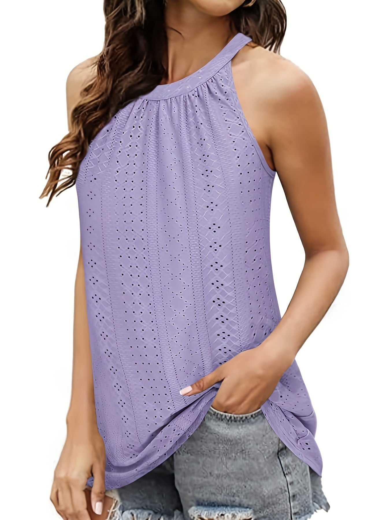 Boho Halter Neck Tank Top Women's Clothing
