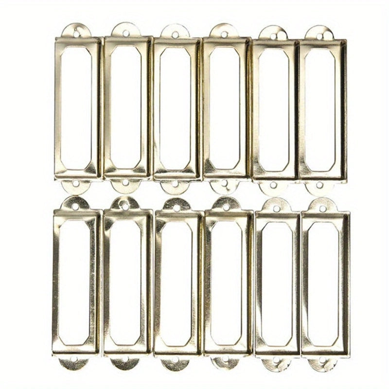 12pcs Antique Brass Iron Drawer Label Pull Handle Card Holder