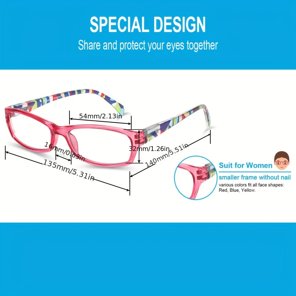 Pattern Print Light Blocking Reading Glasses For Women UV Protection