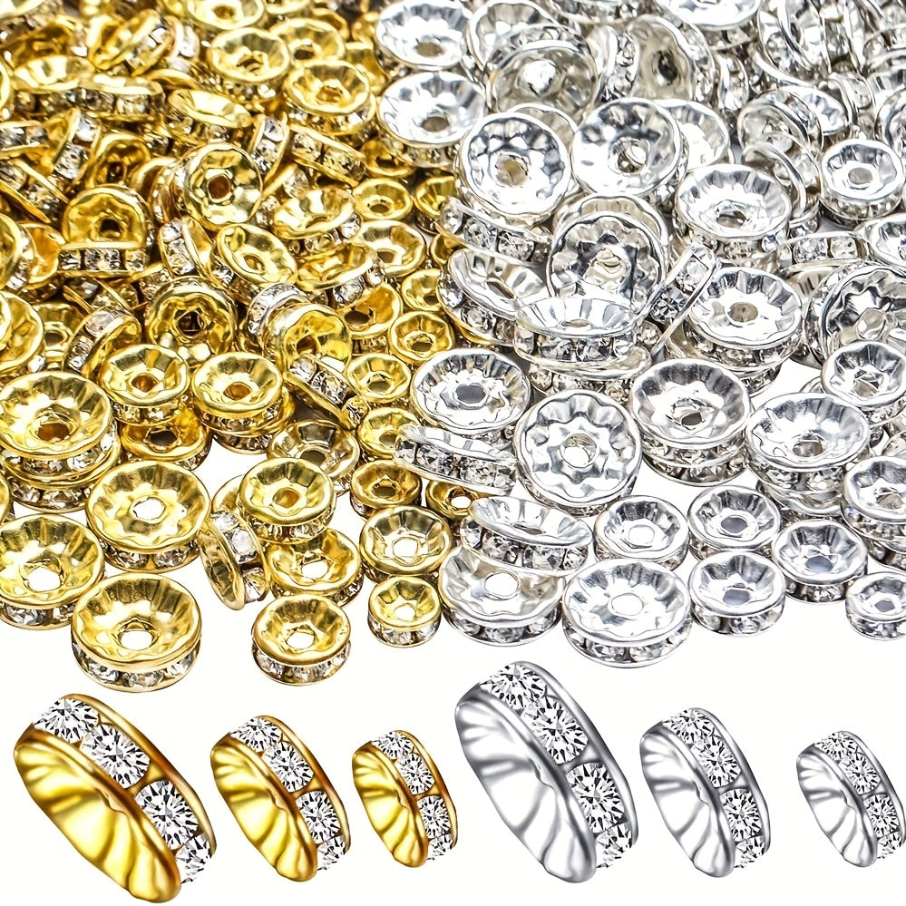 100pcs Crystal Spacer Beads Rhinestone Beads Round Rondelle Spacer Beads