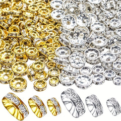 100pcs Crystal Spacer Beads Rhinestone Beads Round Rondelle Spacer Beads