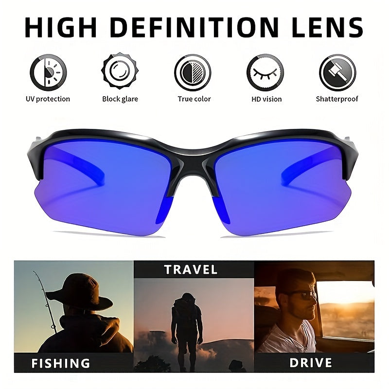 Semi Rimless Sports Sunglasses UV400 Wrap Around Shades