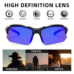 Semi Rimless Sports Sunglasses UV400 Wrap Around Shades