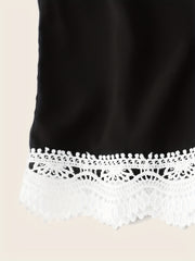  Contrast Lace High Rise Stretch Shorts