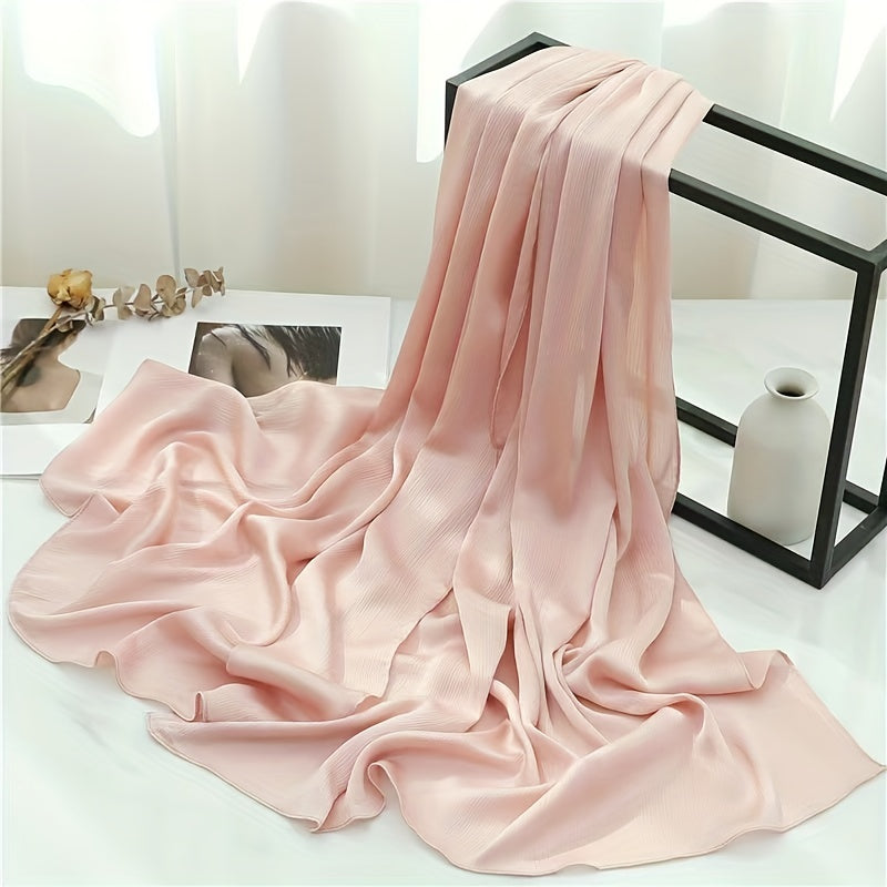 Silk Yarn Scarf Solid Chiffon Hijab Soft Breathable Headscarf