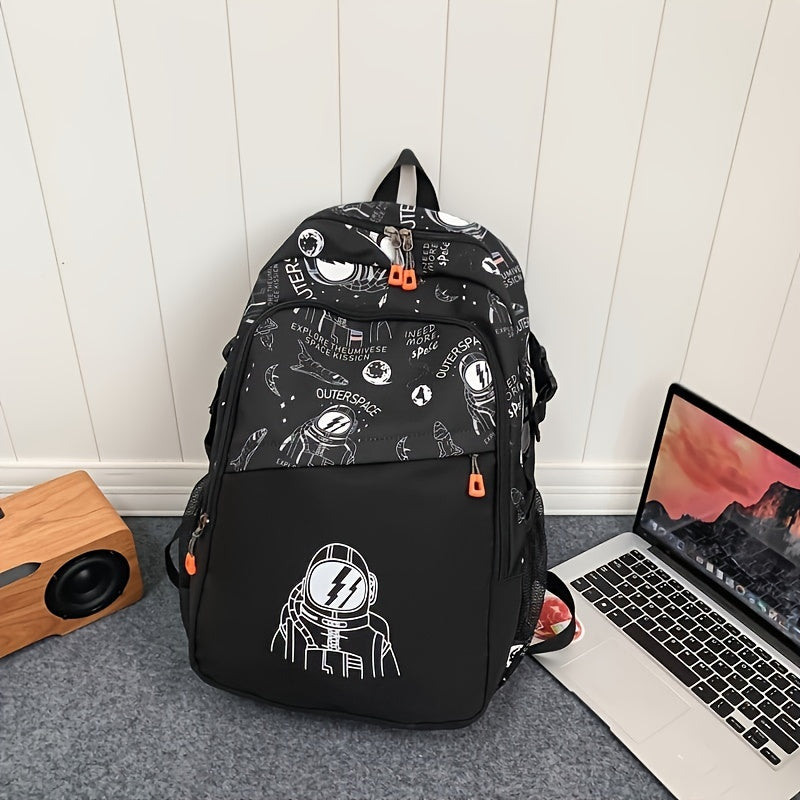 Nylon Student Backpack Casual Men Women Teens Zipper Close