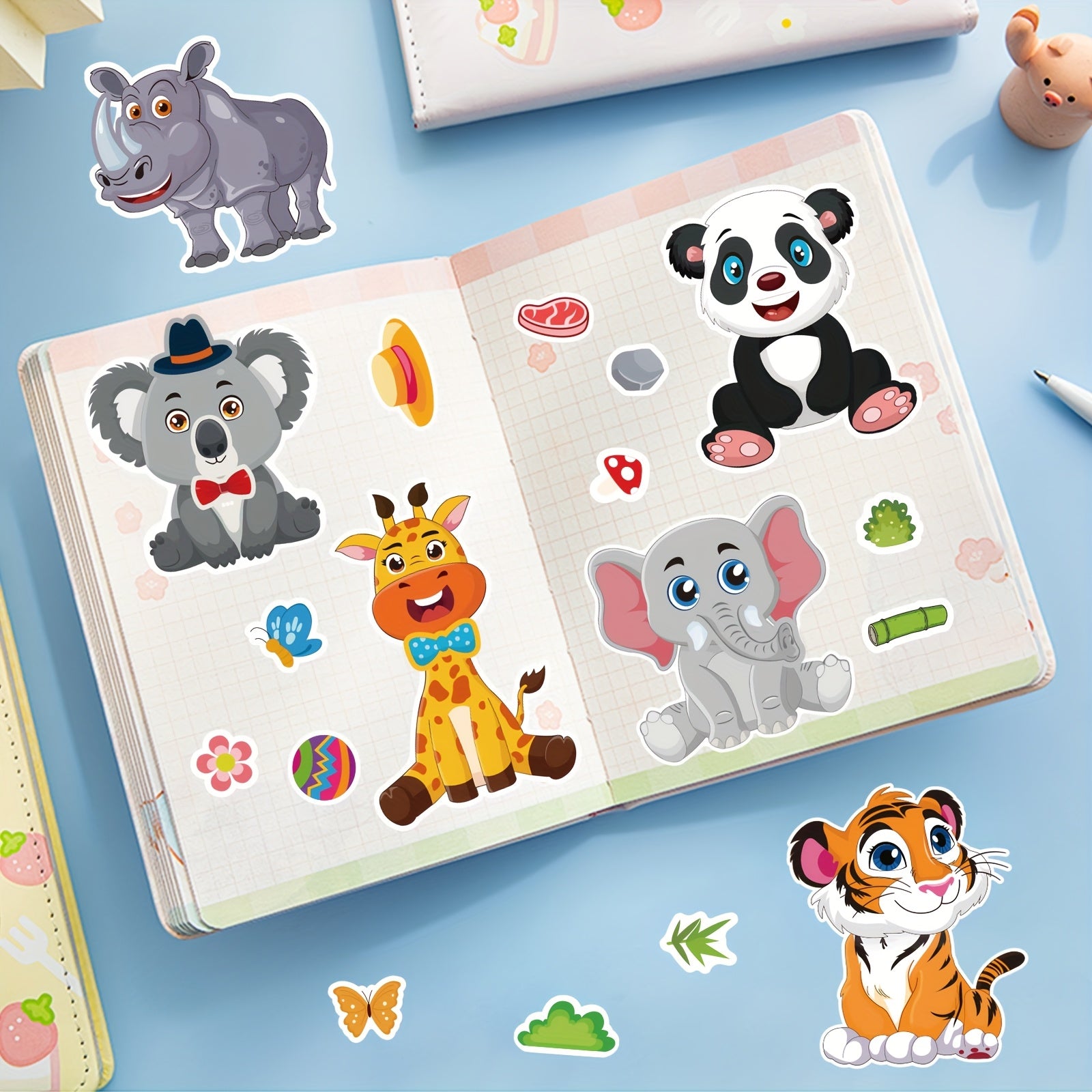 24pcs Animal Face Changing Stickers Fun Toy Patterns Non Repea