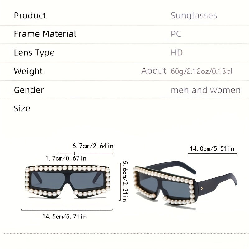 Y2K Pearl One-Piece Sunglasses UV400