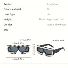 Y2K Pearl One-Piece Sunglasses UV400