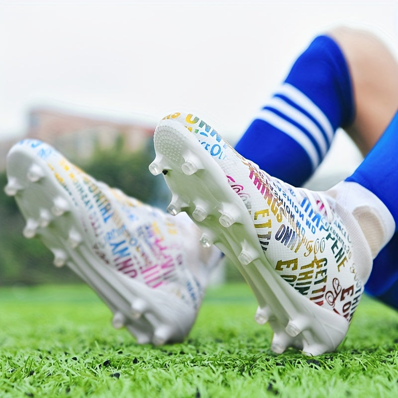 Letter Graphic Soccer Cleats High Top Athletic Sneakers