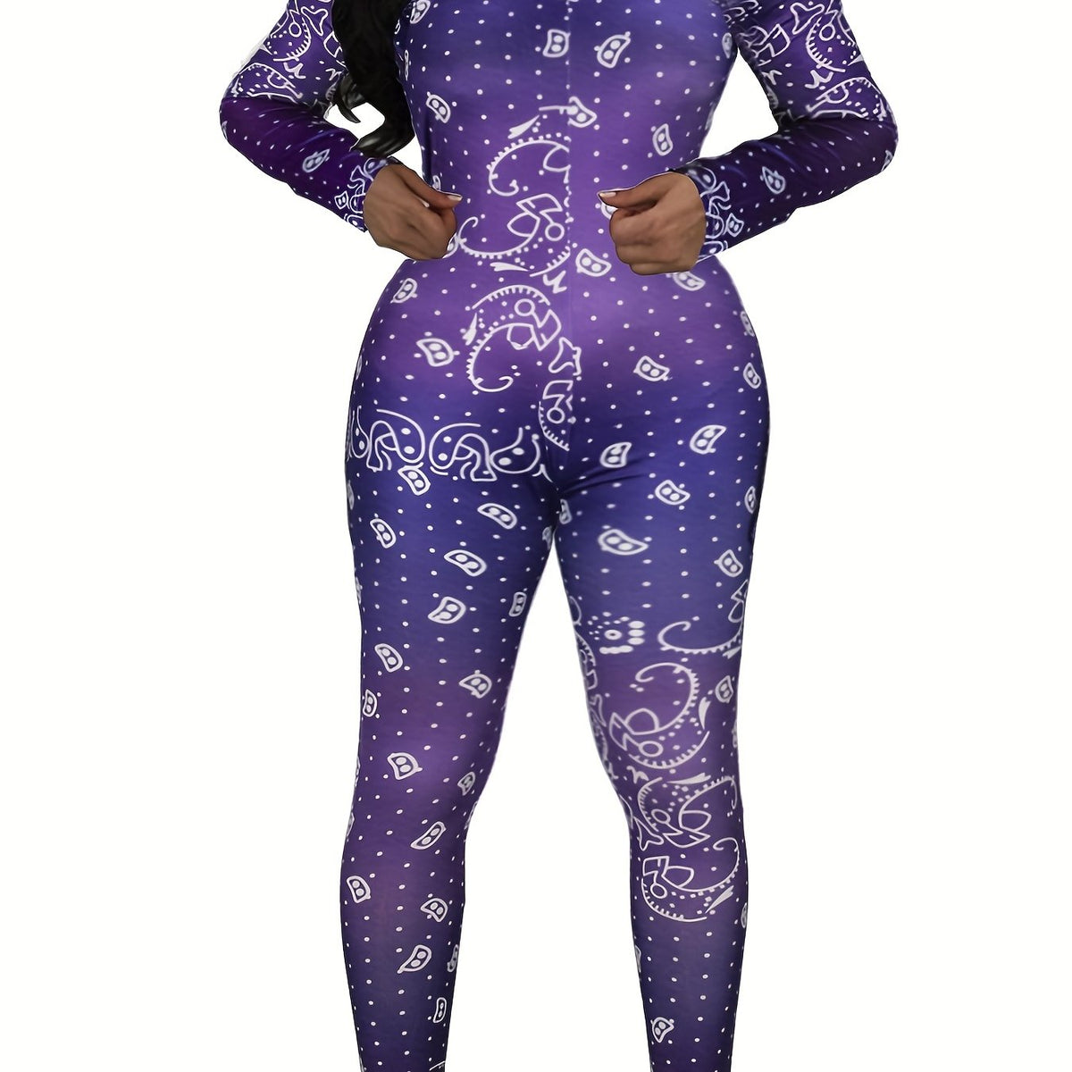 Graphic Print Off Shoulder Jumpsuit Slim Fit Casual Jumpsuit