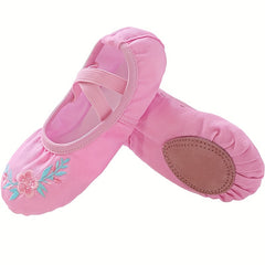 Pink Embroidered Dance Shoes for Girls - Ballet & Gymnastics