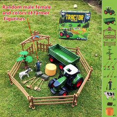 Big Tractor Toy Farm Animals Set with Truck and Trailer, Fence, Farmer, Tools
