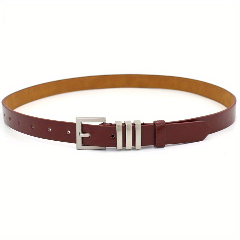 Women's Square Pin Buckle Belt PU Leather