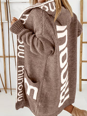 Waterfall Collar Knit Cardigan Hooded Sweater