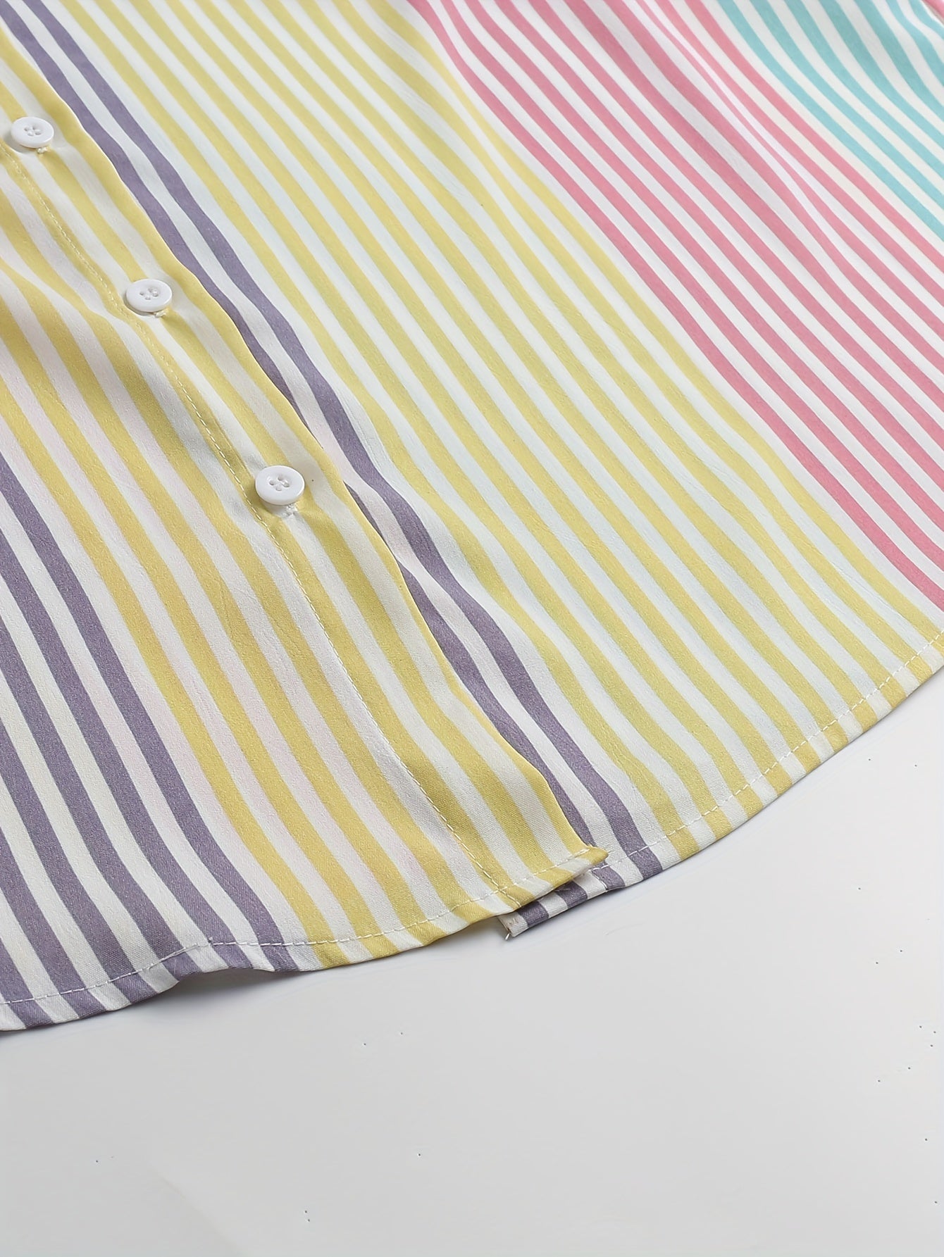 Plus Size Stripe Print Button Up Long Sleeve Shirt Top