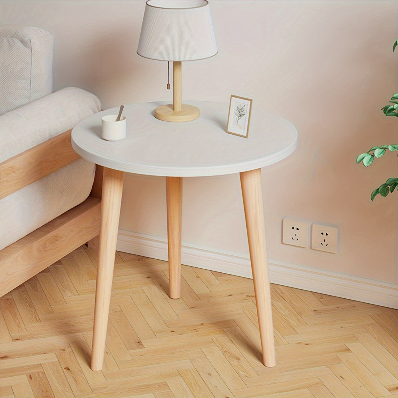Small Round Coffee Snack Table Portable Space Saving 3 Feets Side End Table
