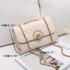 Stylish Crossbody Bag Leather Small Square Bag Chain Women's Bag
