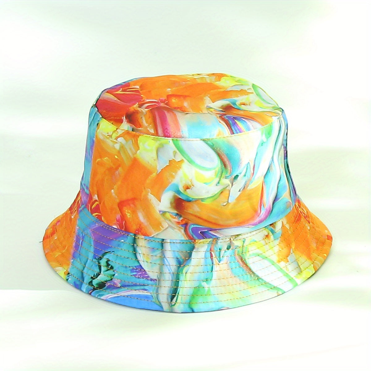 Tie Dye Print Bucket Hat Colorful Cartoon Basin Hat Lightweight Sunscreen Fisher