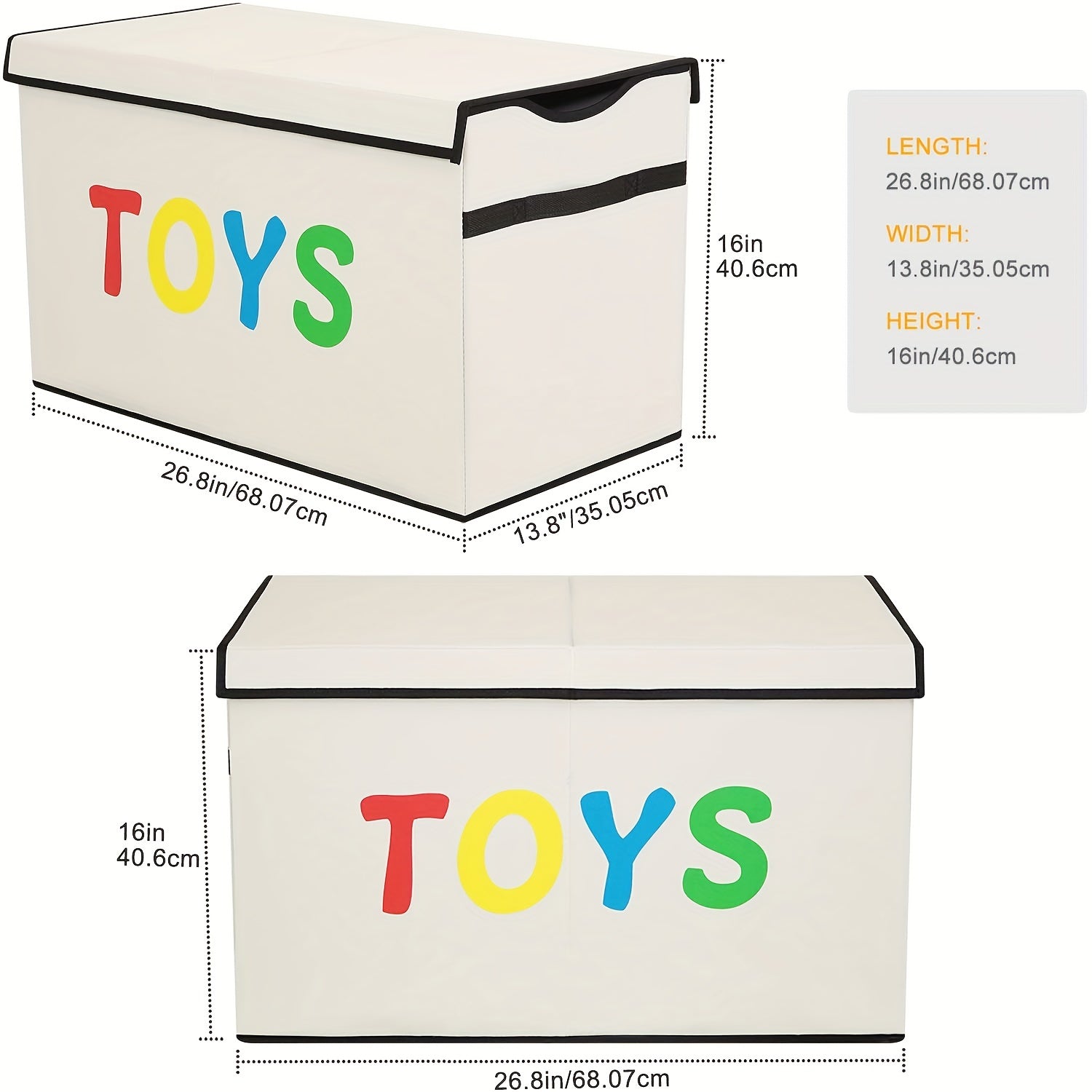 Large Grey Toy Storage Bin with Flip Top Lid