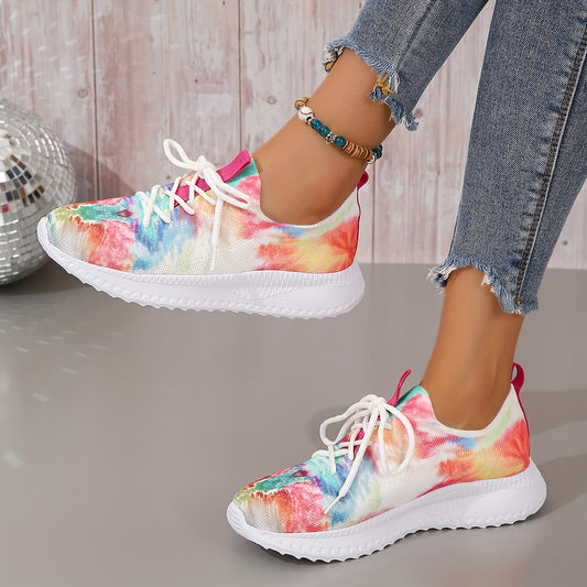 Tie Dye Lace Up Athletic Mesh Sneakers for Women