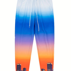 Ombre Gradient Drawstring Sweatpants Loose Fit Pants Men's Casual Joggers