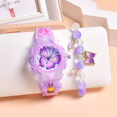 Kids 3D Silicone LED Flash Luminous Quartz Watches Set