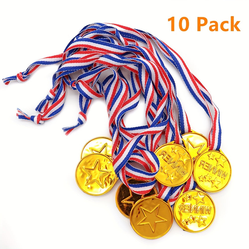 Plastic Winner Award Medals For Kids - Olympic Style Medals With Neck Ribbon