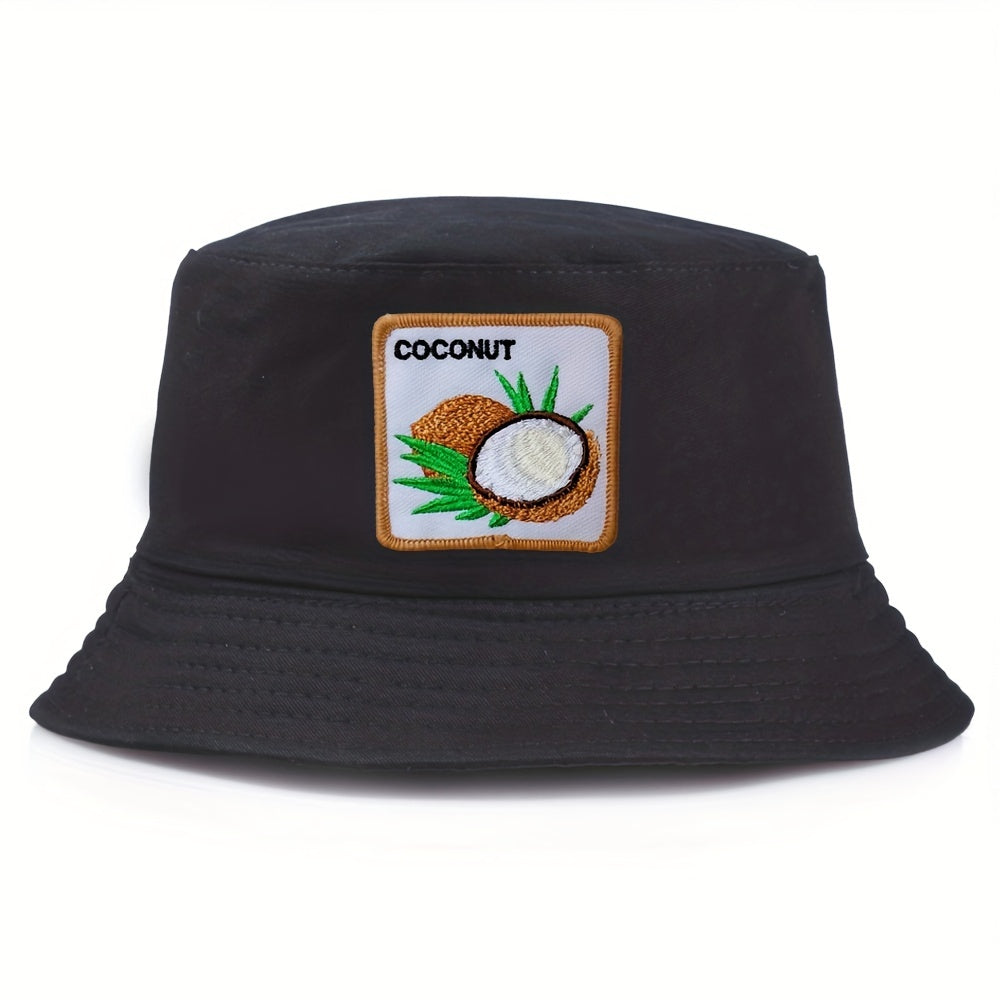 Coconut Embroidered Bucket Hat Unisex Sunshade Reversible Cap