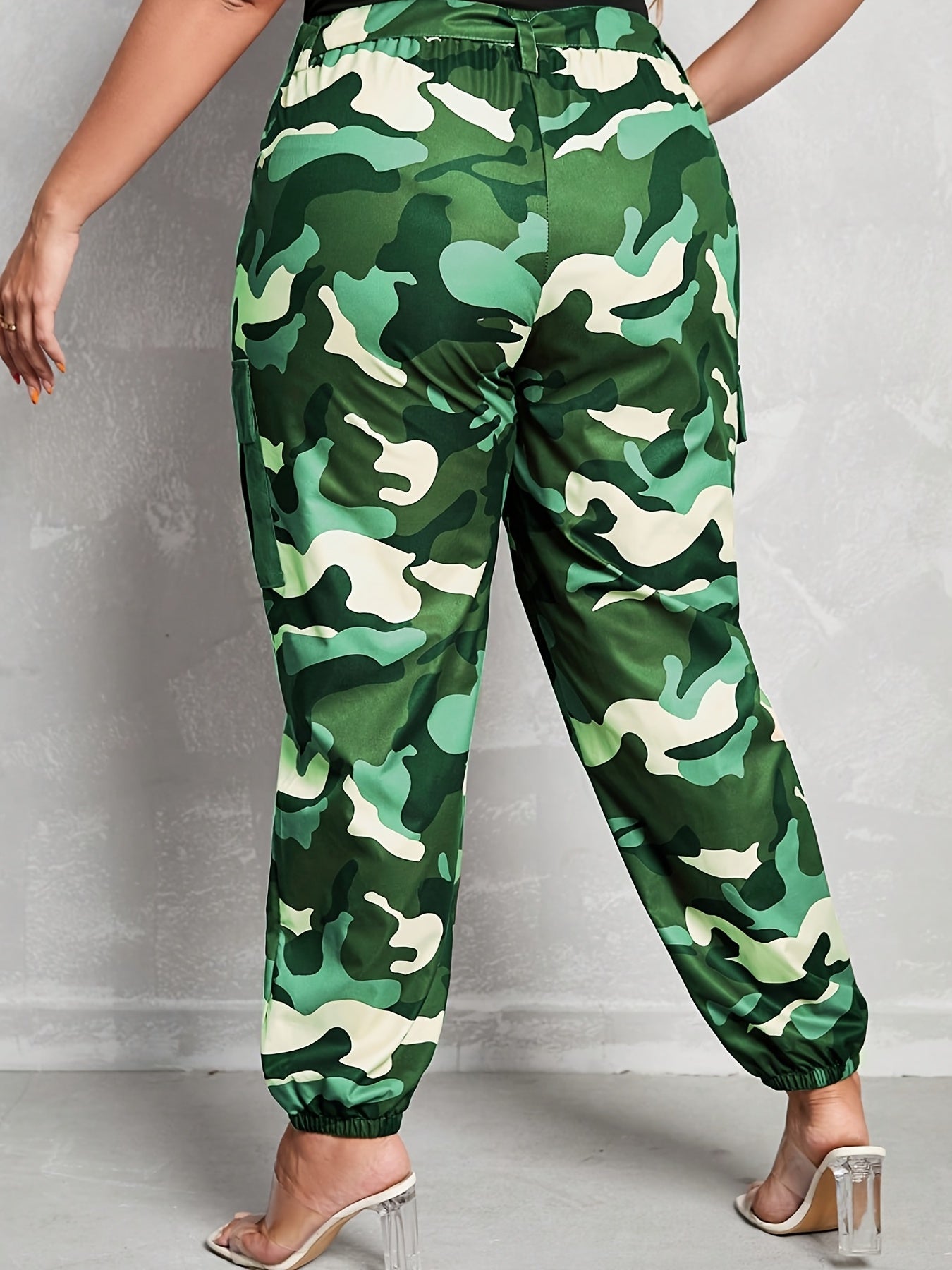 Plus Camo High Waist Belted Joggers