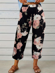 Women's Plus Floral Print High Rise Cropped Trouser