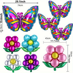 9pcs Butterfly & Flower Balloons, Party Wedding Birthday Decor